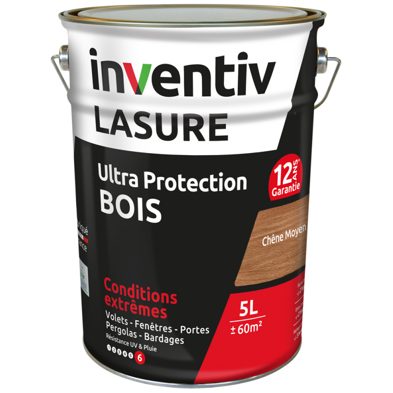 Lasure pour bois Ultra Protection chêne moyen 5 L INVENTIV
