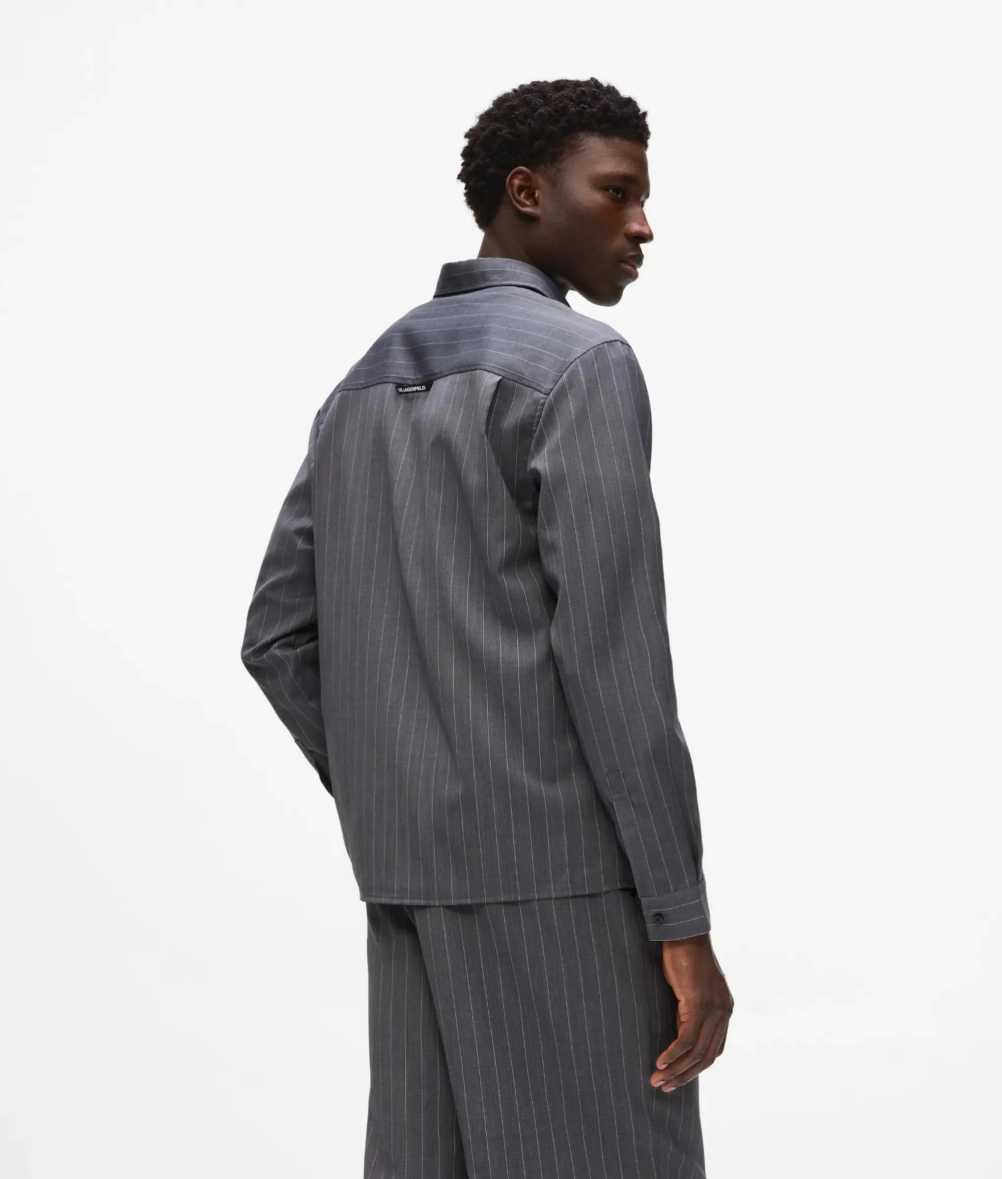Chemise en mélange de laine à rayures fines