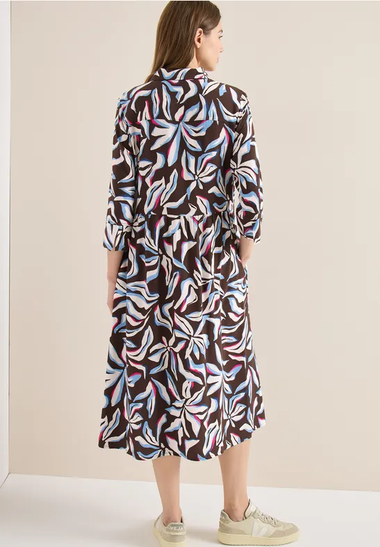 Midi-Kleid mit Print und Taschen
