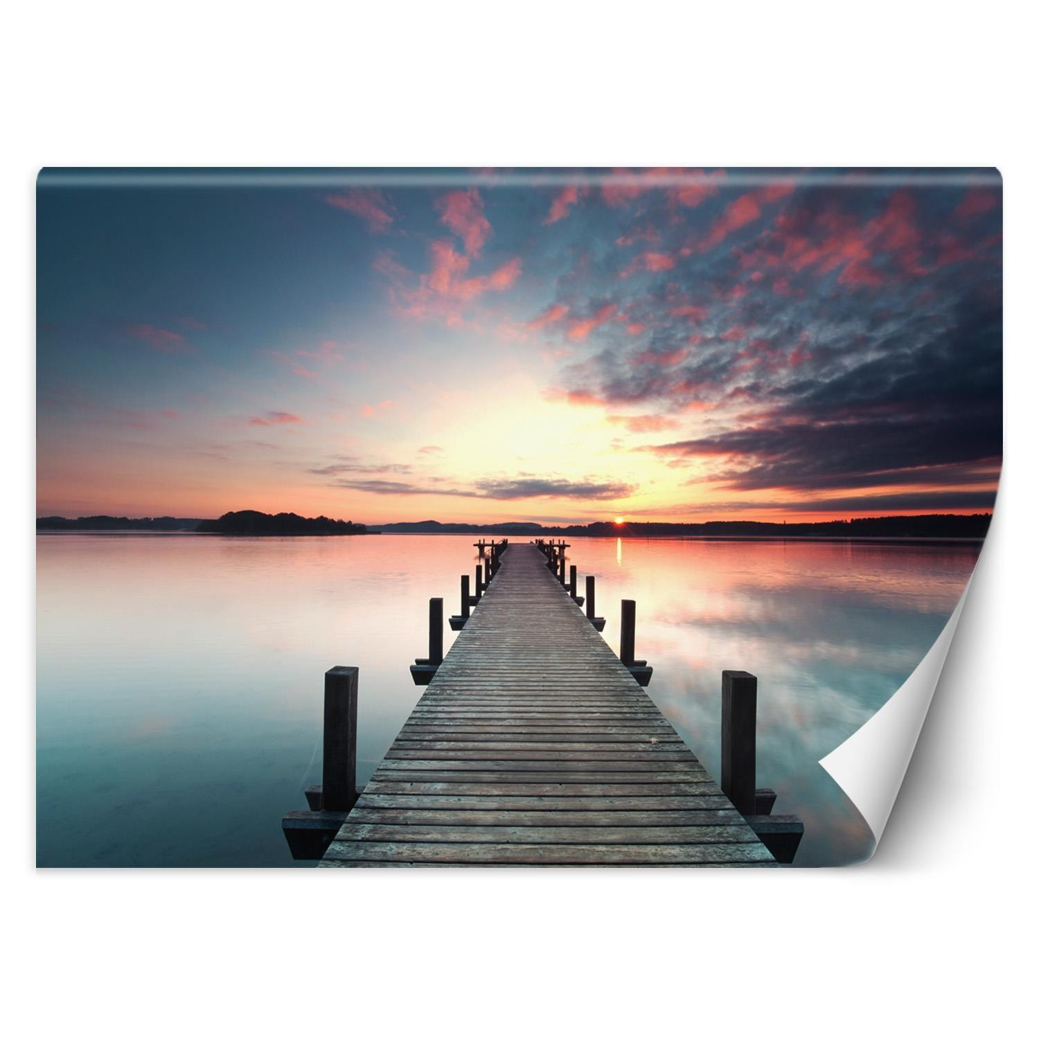 Feeby Fototapeta, Pomost jezioro zachód słońca 150x105