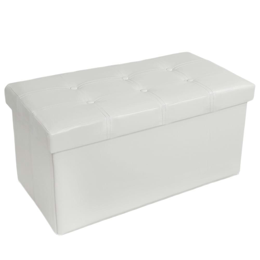 - Banc Tabouret Coffre de rangement Pliable blanc