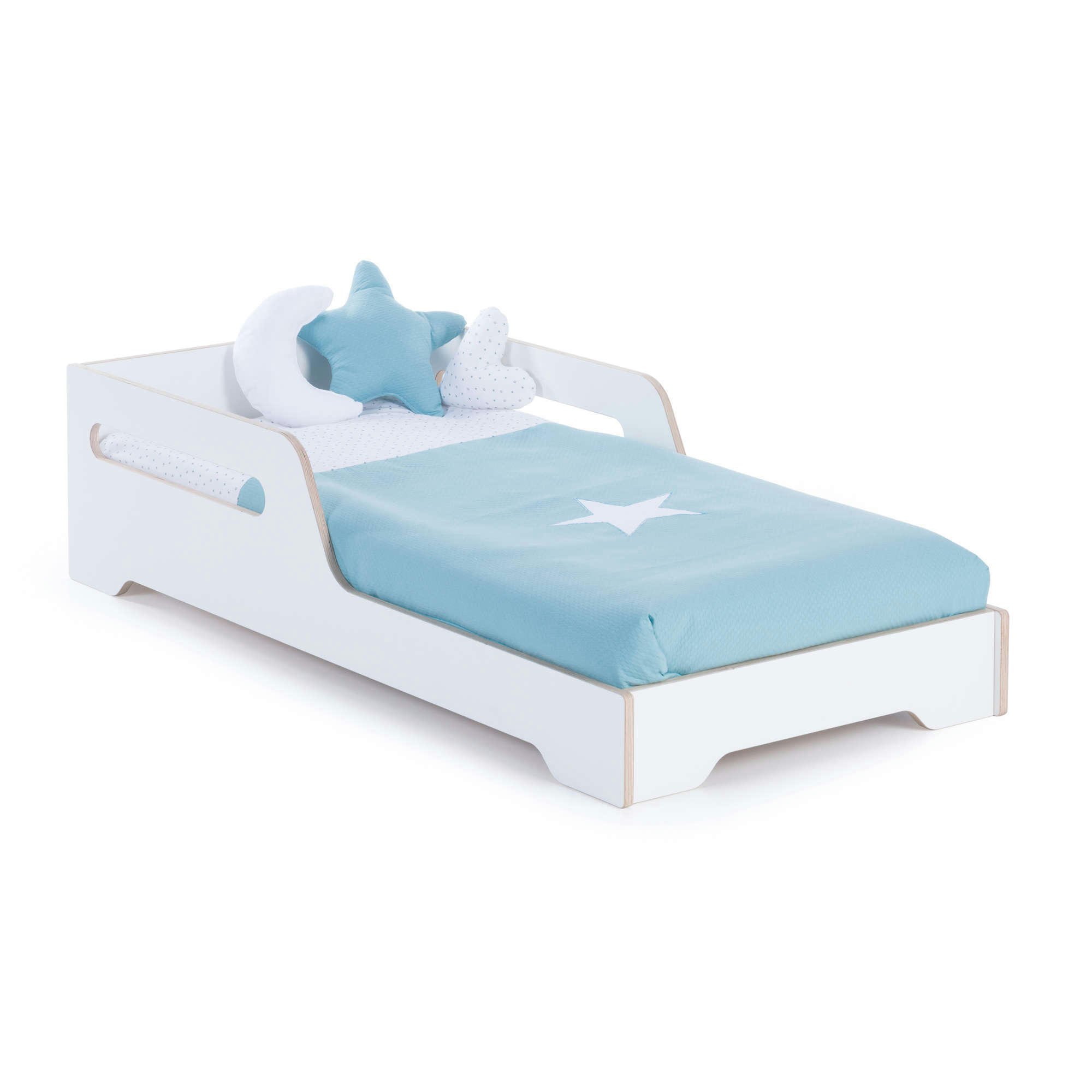 MONTBLUE - Lit bébé basso Montessori (70x140 cm) en blanc