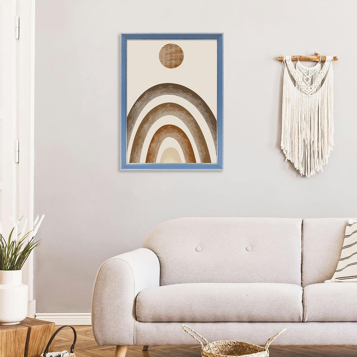 VITTORIA - Cadre photo bleu à la finition argent patiné 30x40 cm bois massif fsc