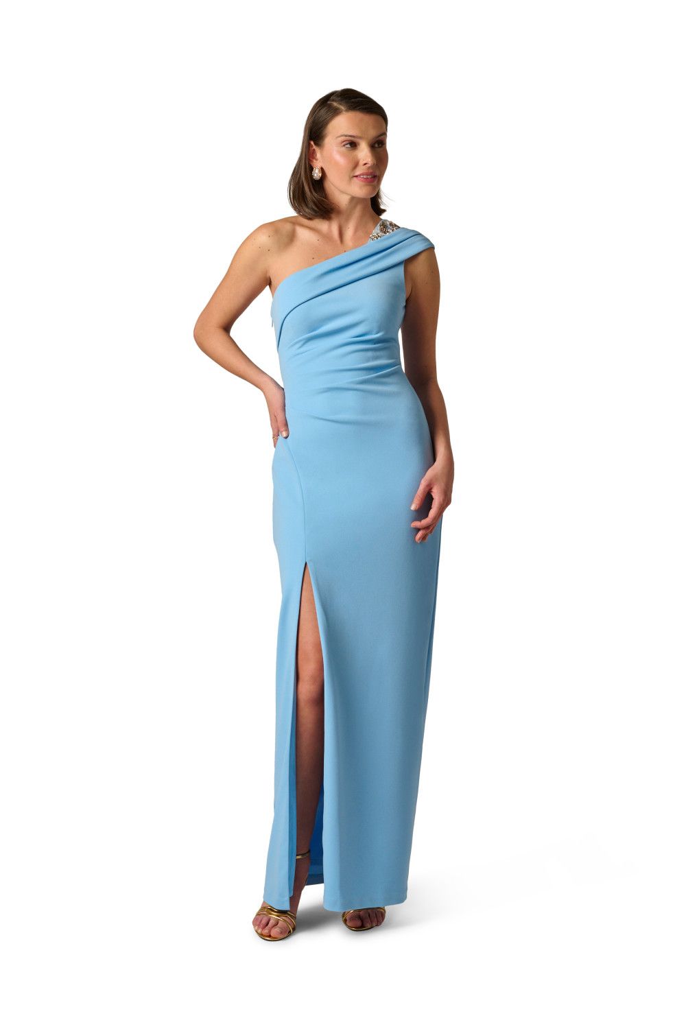 Adrianna Papell One Shoulder Crepe Gown