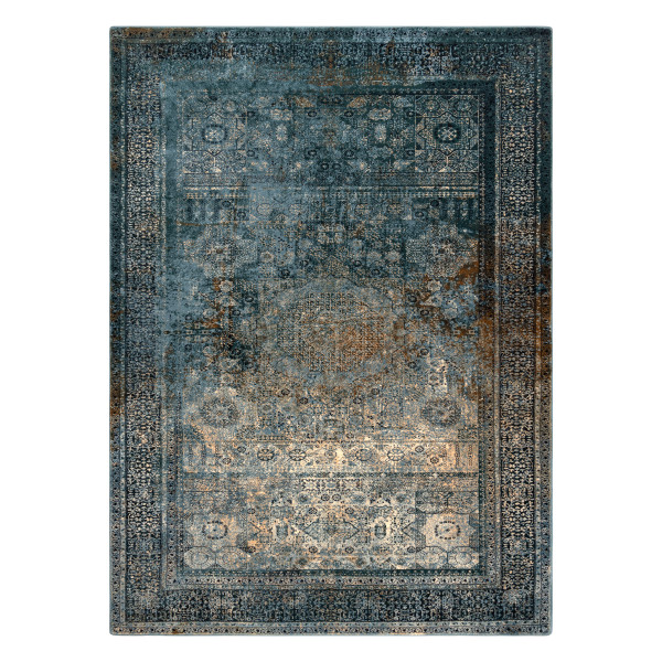 Dywan wełniany OMEGA MAMLUK Rozeta vintage ciemny niebieski 100x150 cm