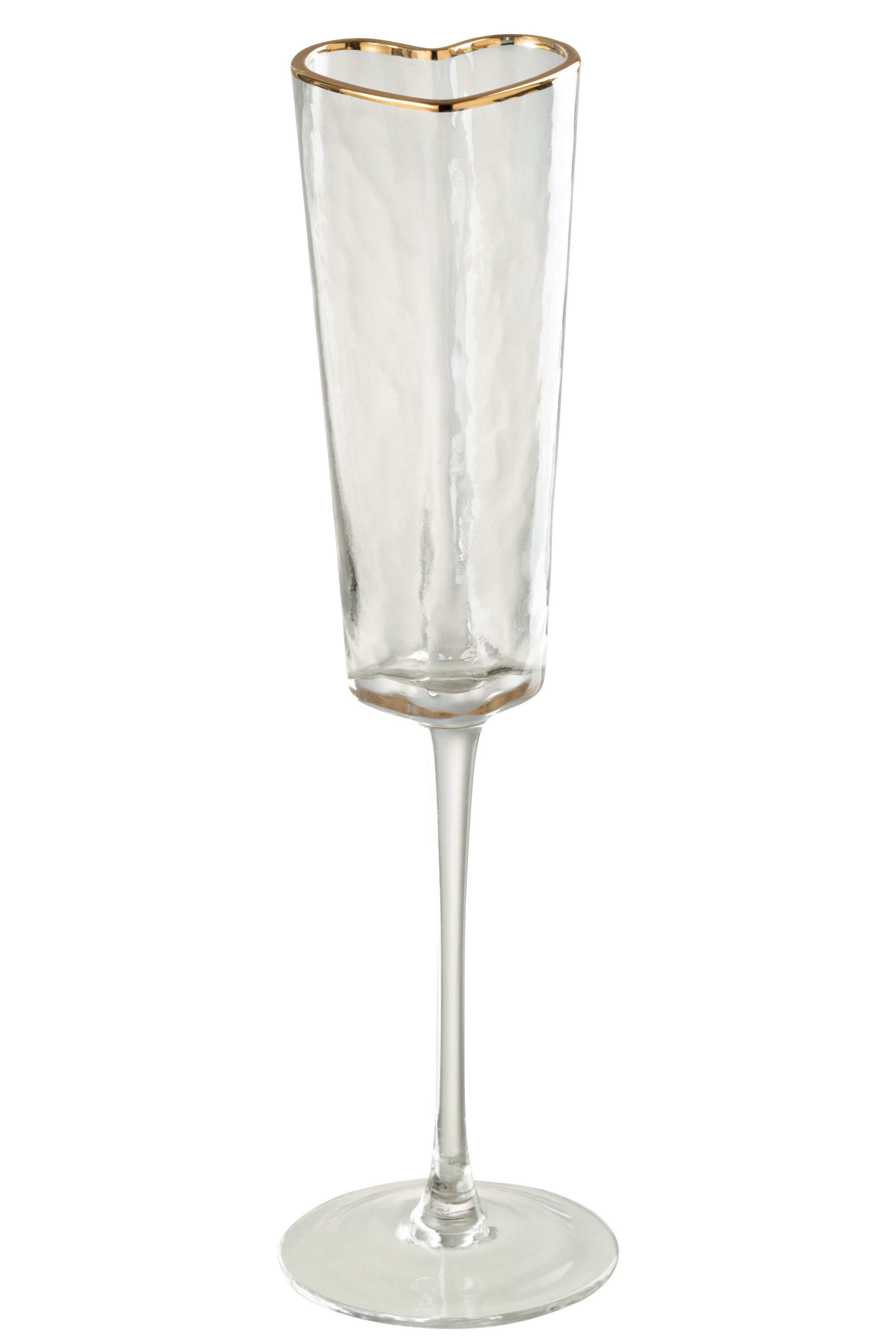 J-Line glas champagne Hart - glas - goud transparant - 6 stuks