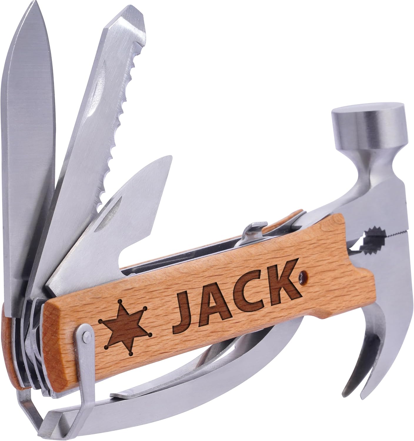 Personalized All in One Survival Tools Hammer Multitool Gifts for Men, Stocking Stuffers for Him, Gifts for Him Husband Dad Grandpa Son for Christmas, Tools For Dad, Mens Birthday