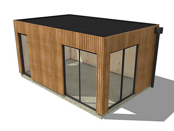 Dépendance de jardin bois en bois 5,5 x 3,5 x 2,7 m / menuiseries alu k-line