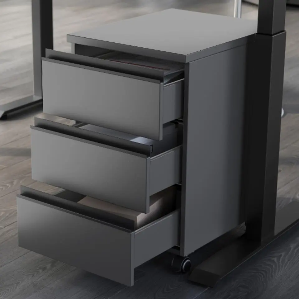 Ladeblok Bogdan - 3 lades - met wielen - antraciet