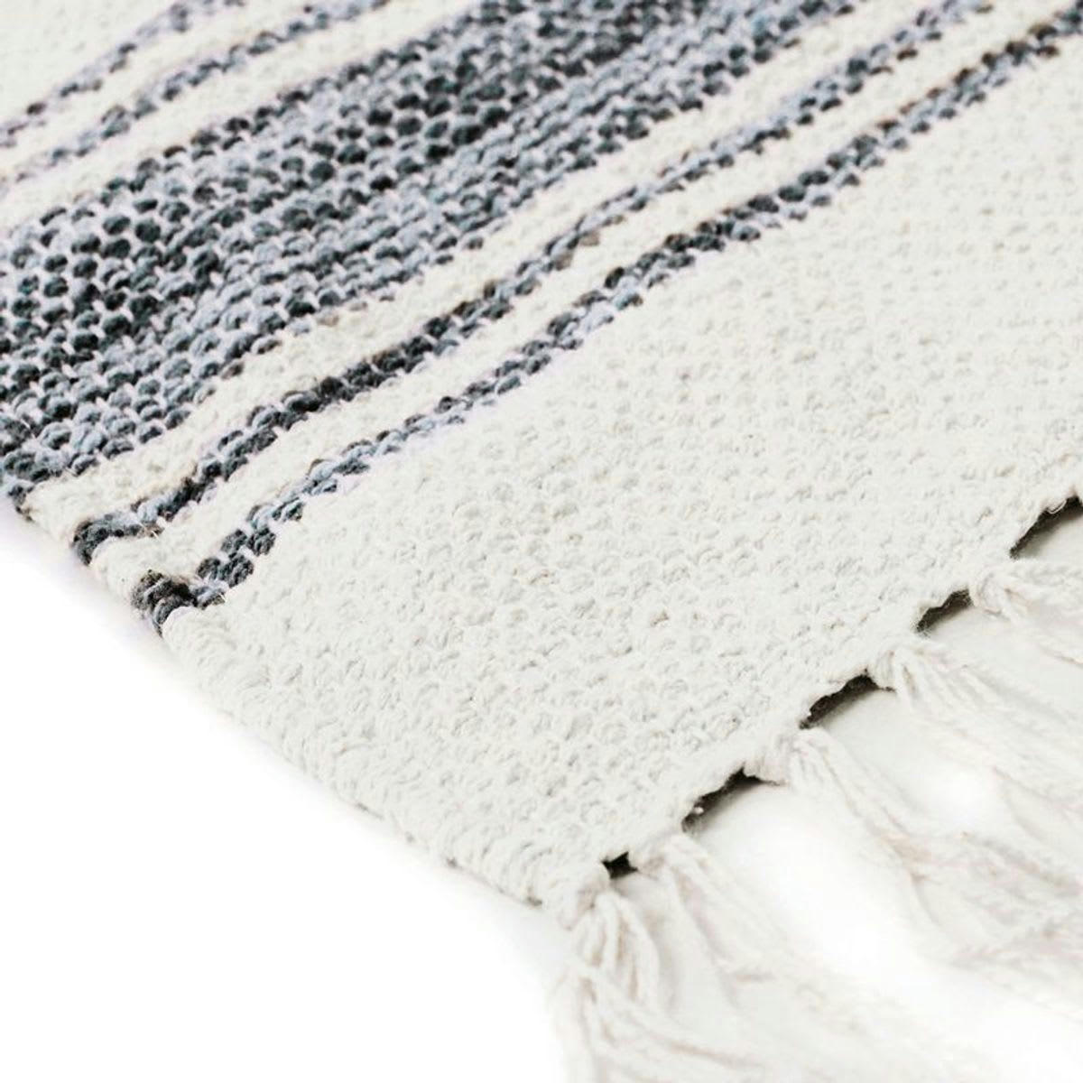 TERRA - Tapis 100% coton lignes gris-blanc 190x290