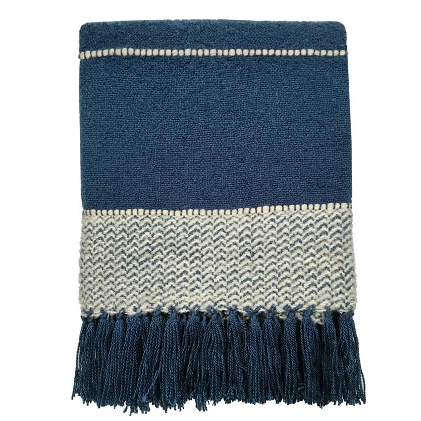 BERBER - Plaid bleu foncé 125x150