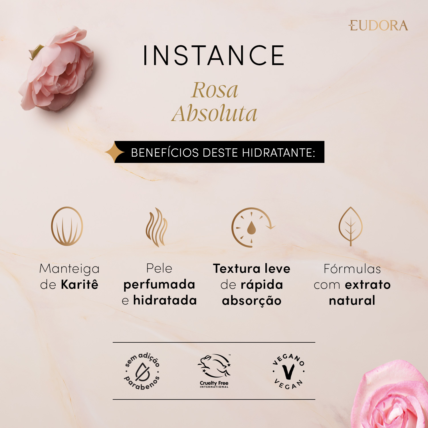 Creme Hidratante Desodorante Corporal Instance Rosa Absoluta 350ml