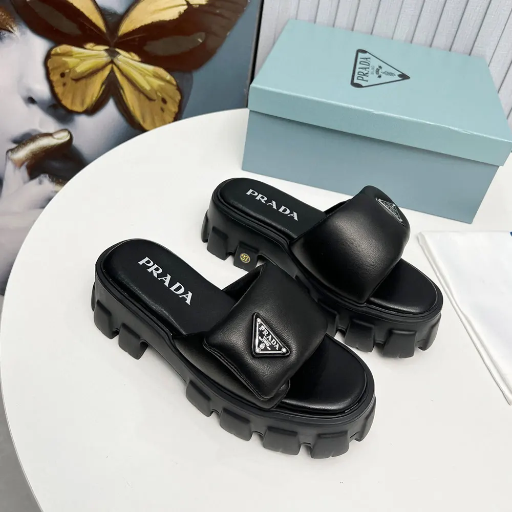 Prada Leather Platform Sandals Slide Sandal