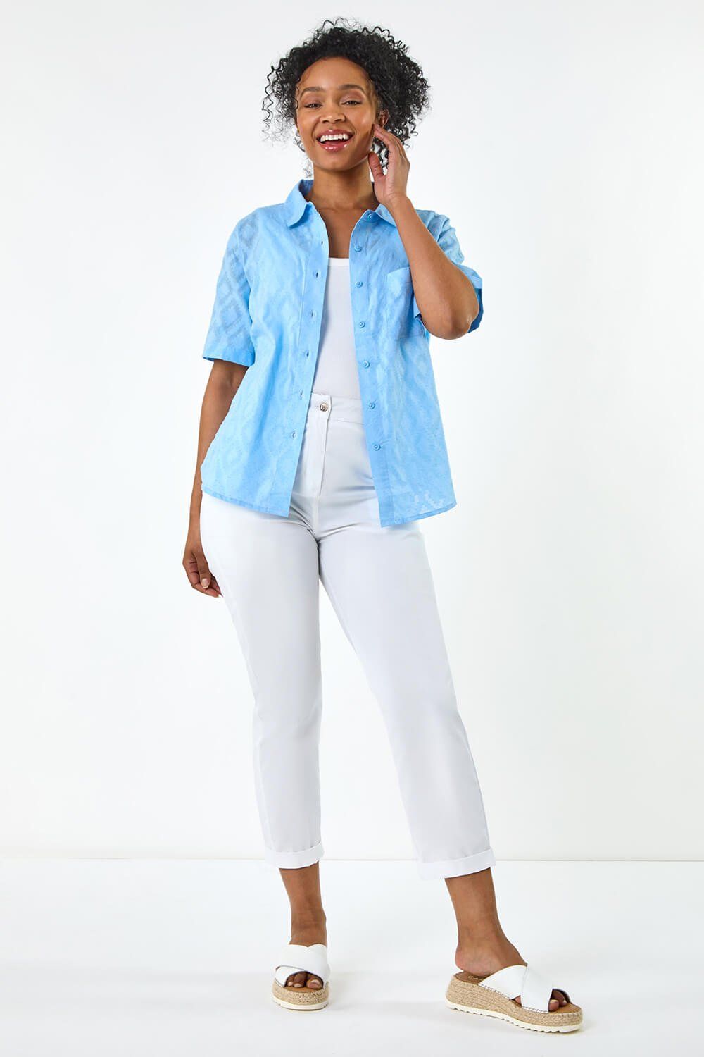 Roman Petite Jacquard One Pocket Shirt