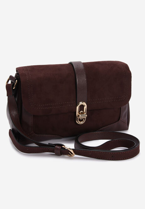 Womens Burgundy Faux Suede Cross Body Bag