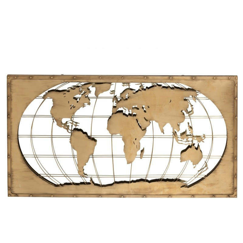 - Carte du monde en miroir sur plaque métal 150 cm