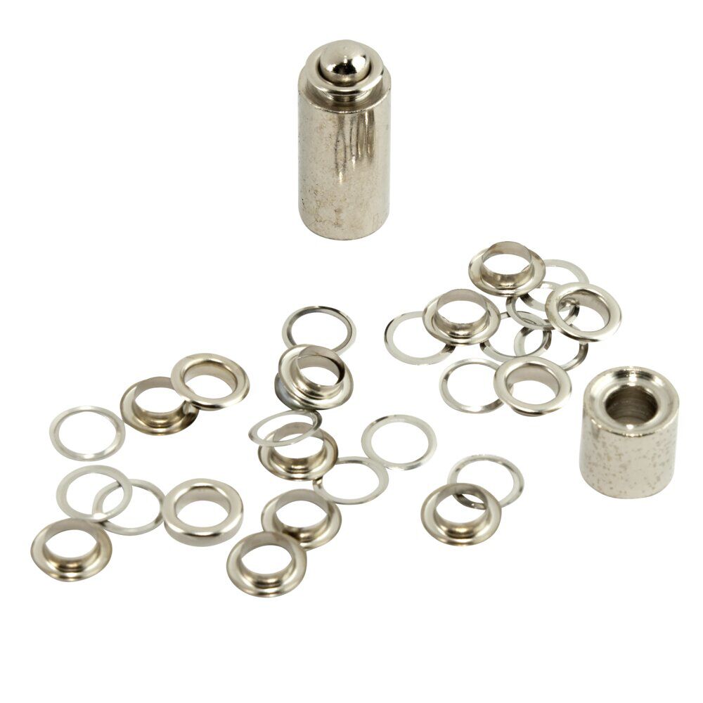 Lot de 15 oeillets en métal Ø8mm avec outil de pose