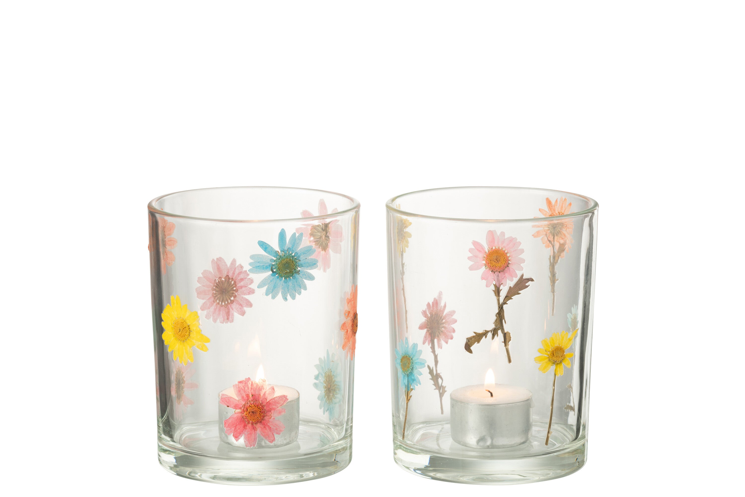 J-Line windlicht Posy - glas - transparant mix - large - 2