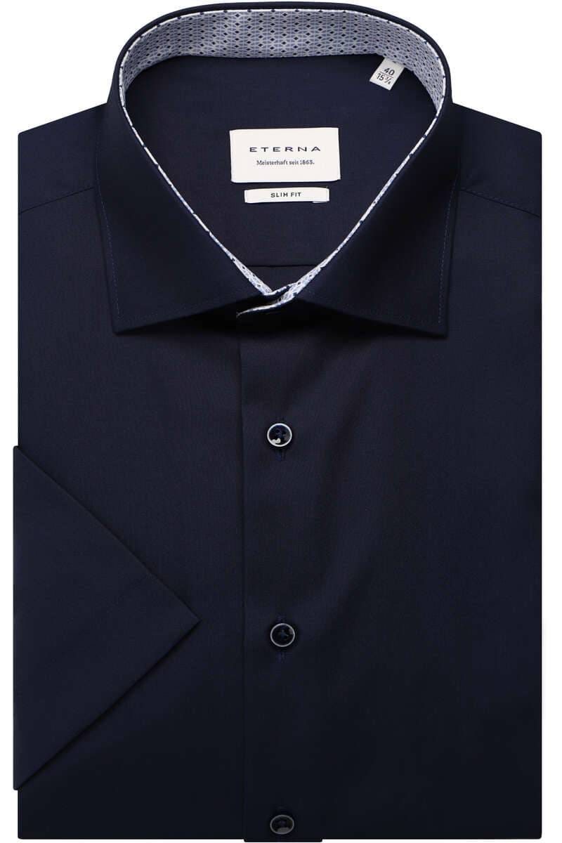 ETERNA Slim Fit Hemd marine, Einfarbig