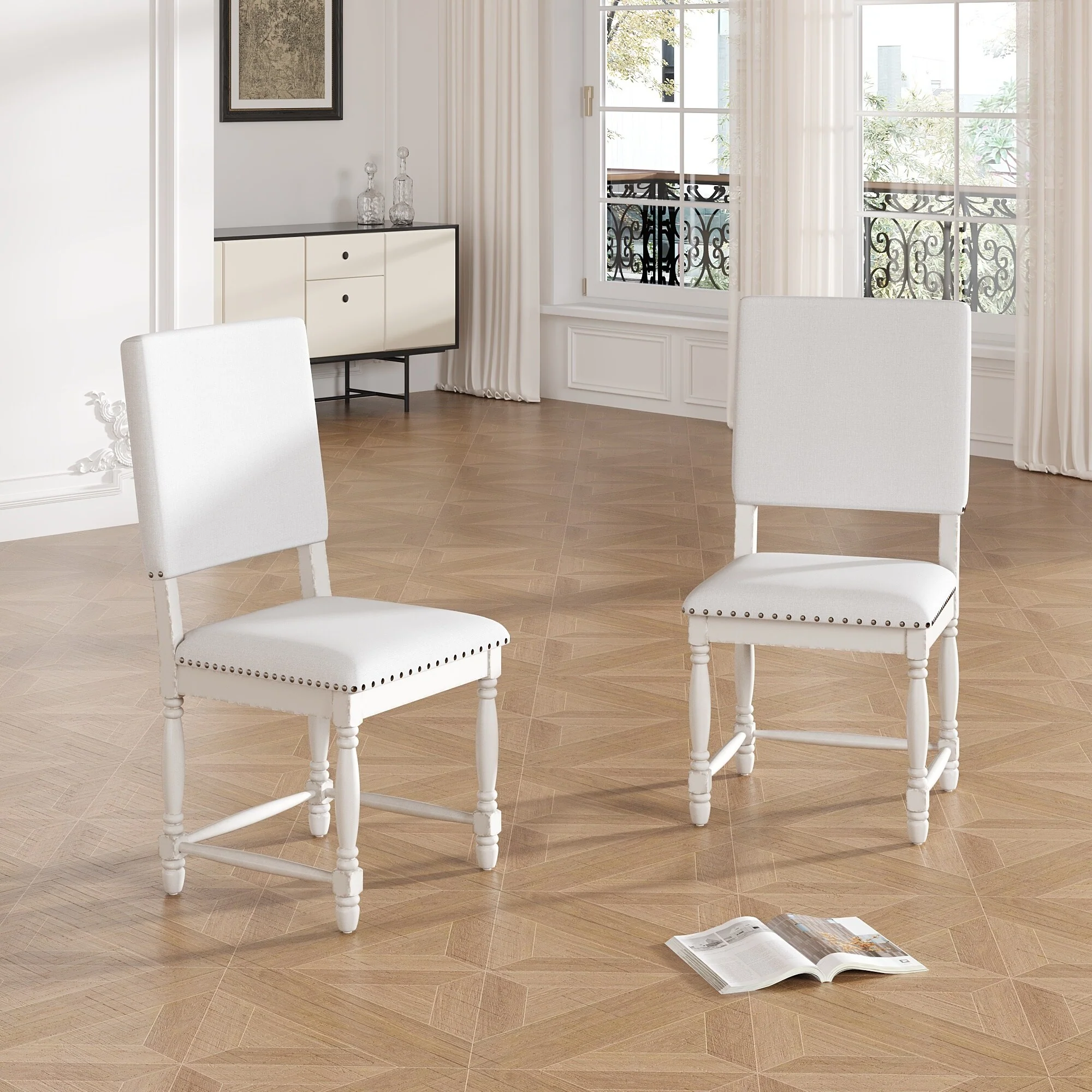 Roomfitters Vintage 2-Piece Upholstered Dining Chairs with Padded Backs