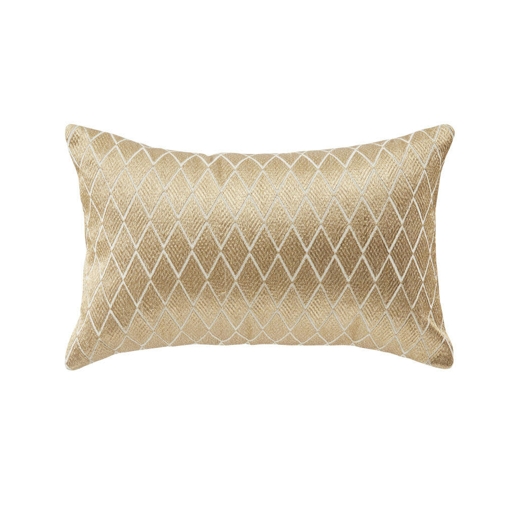 CAVI - Coussin brodé à motifs géométriques dorés 25x40