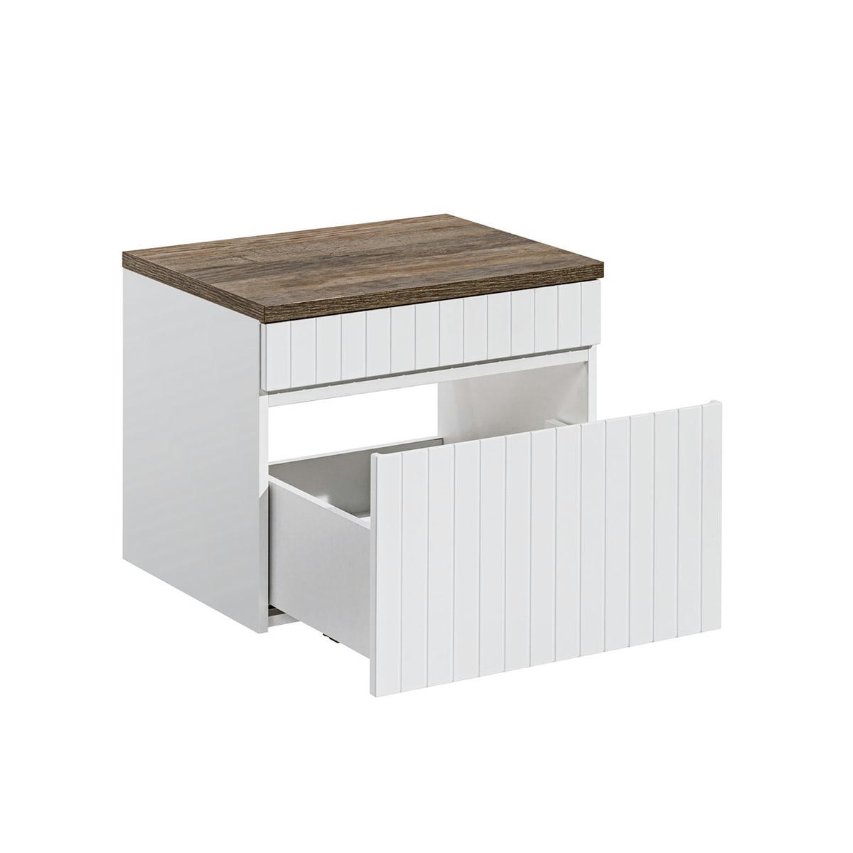 - Meuble sous-vasque 60cm plan de toilette blanc et naturel