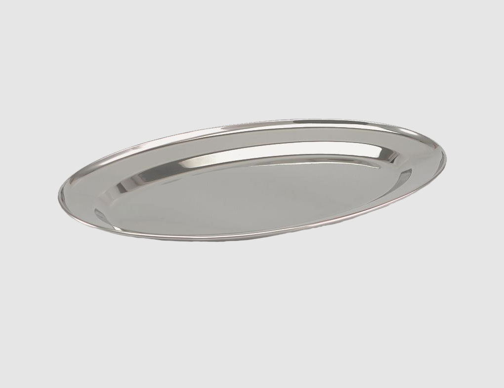 Servierplatte Edelstahl oval