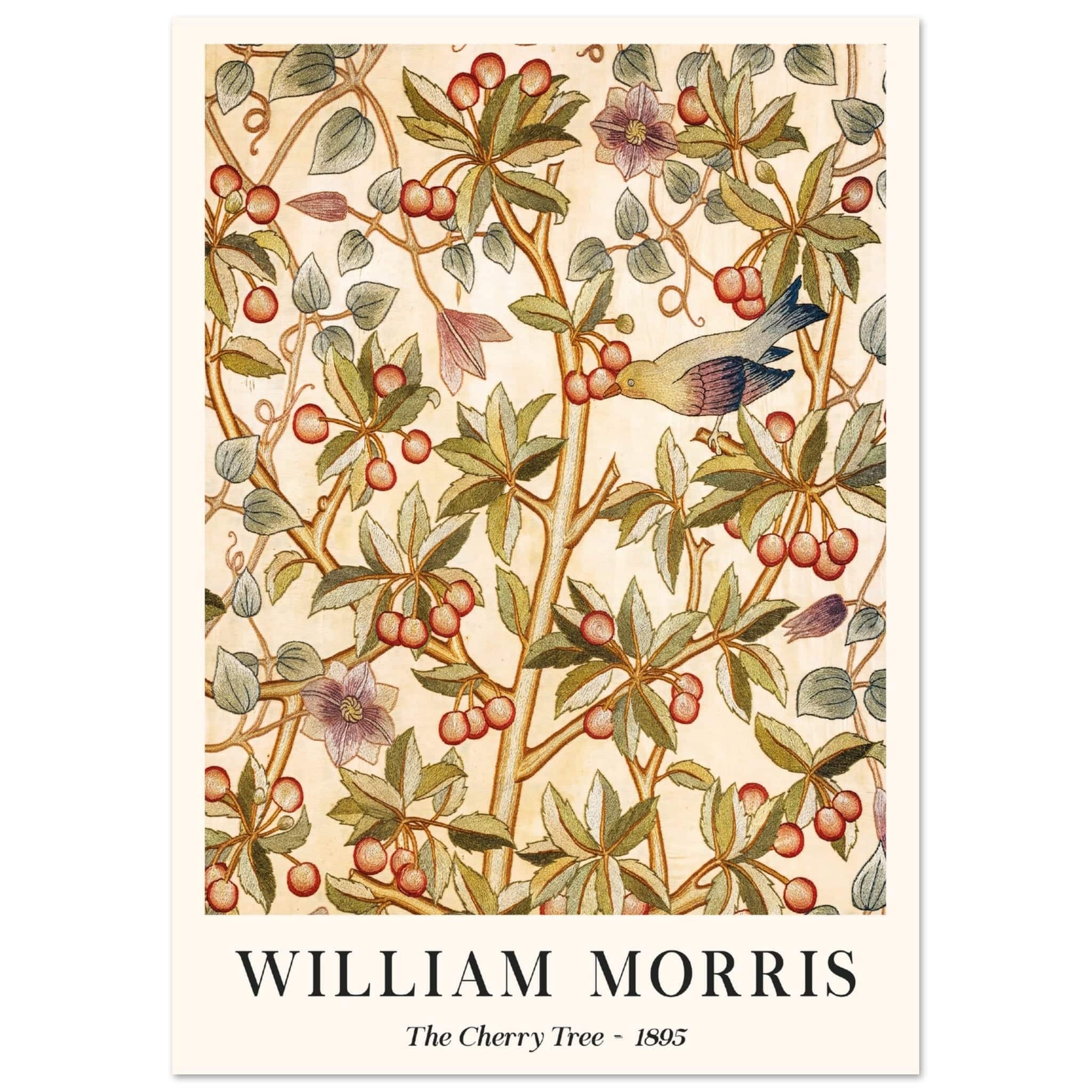 Artfulprints Poster William Morris - The cherry tree 1895  - A4 21x29.7 cm - Groen