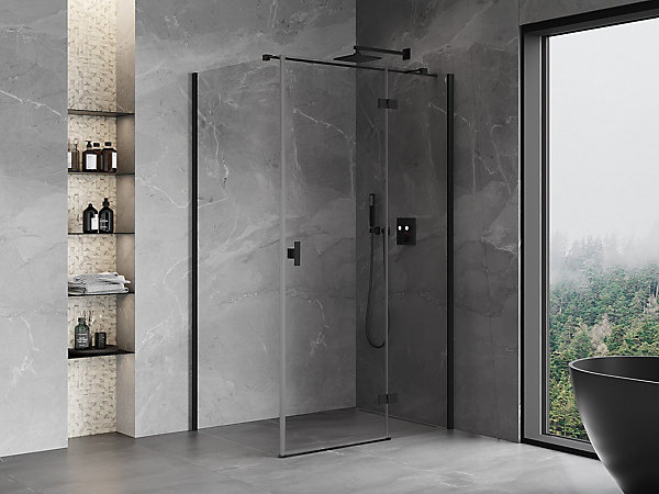 Mexen Mist-H T cabine de douche pivotante droite 85 x 80 cm, transparent, noir - 8A5T-085-080-70-00-P