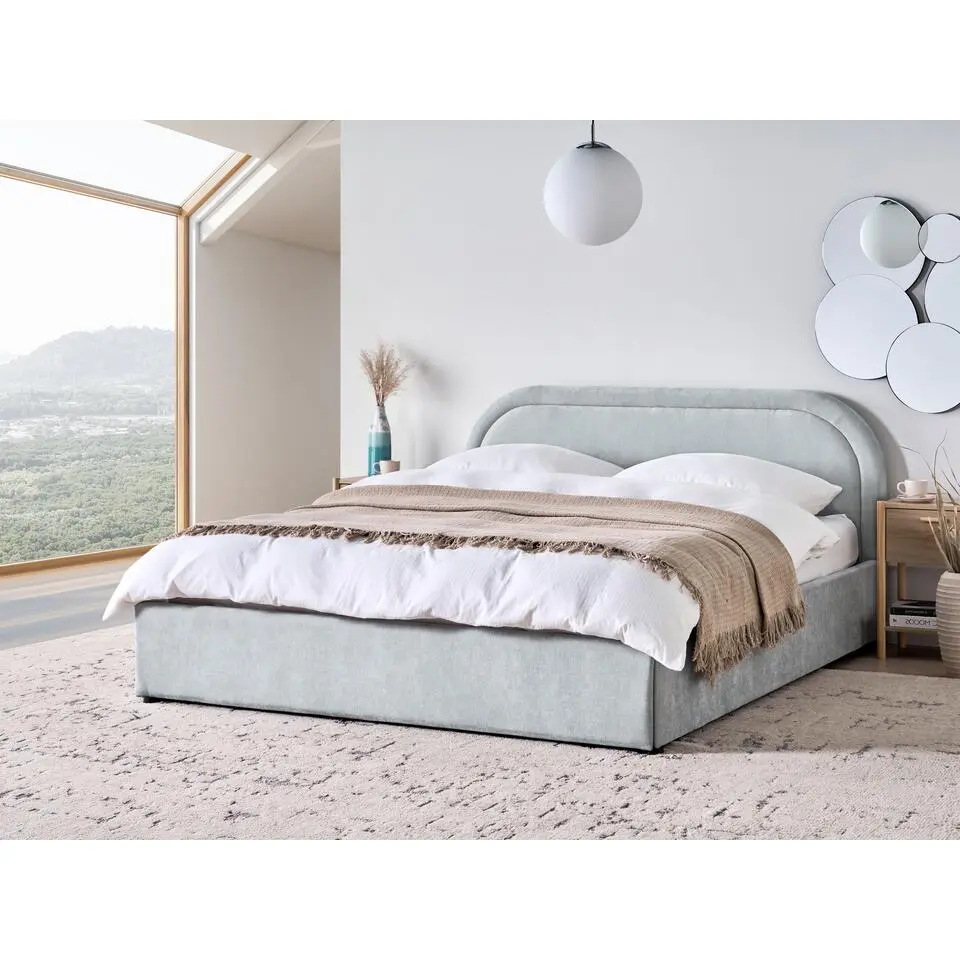 QUILLIEN - Bed opbergruimte - Lichtblauw - 160 x 200 cm - Polyester