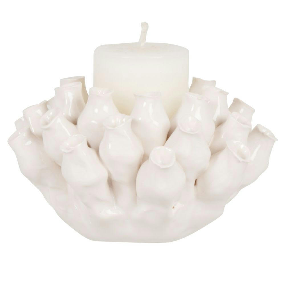 Ikaria - Photophore corail en céramique écru