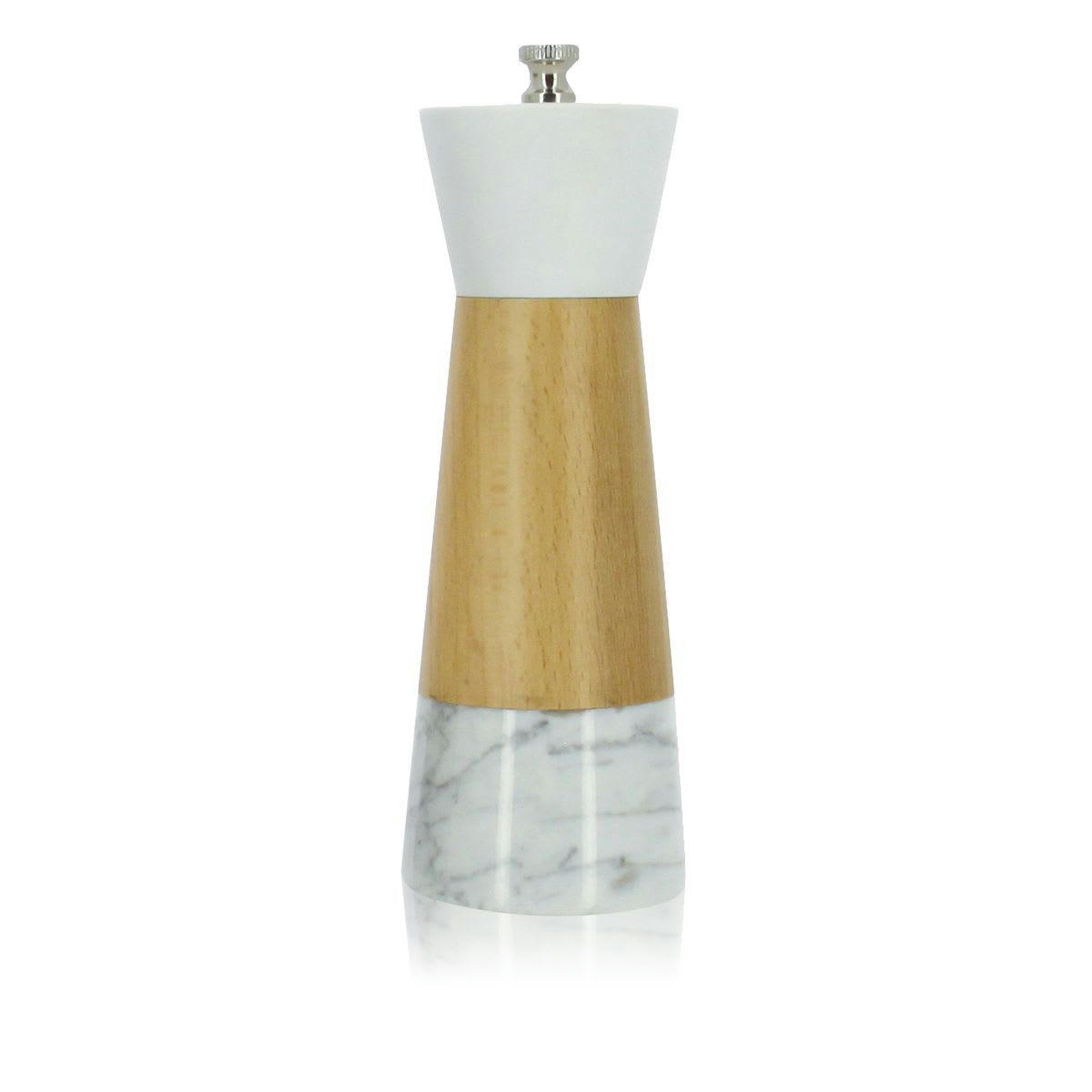 - Moulin à sel en marbre blanc et bois 17cm