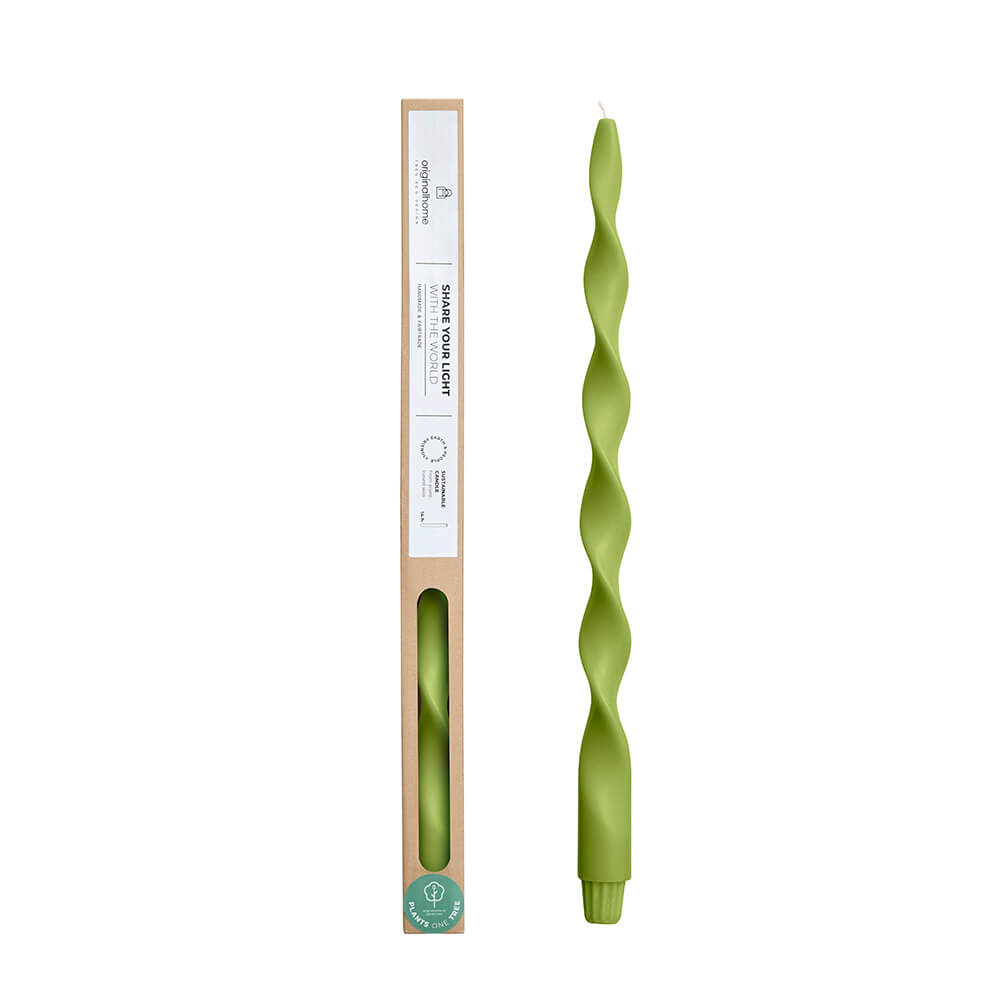 Originalhome spiraalkaars 40 cm - mosgroen