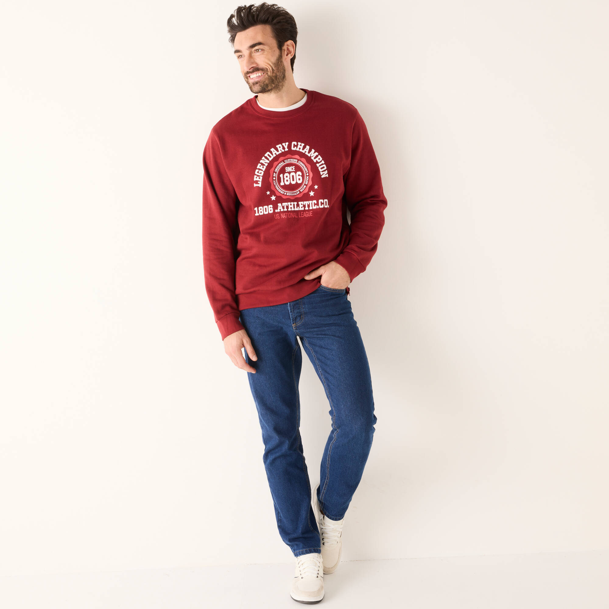 Sweat col rond facile à enfiler zippé c&ocirc;tés