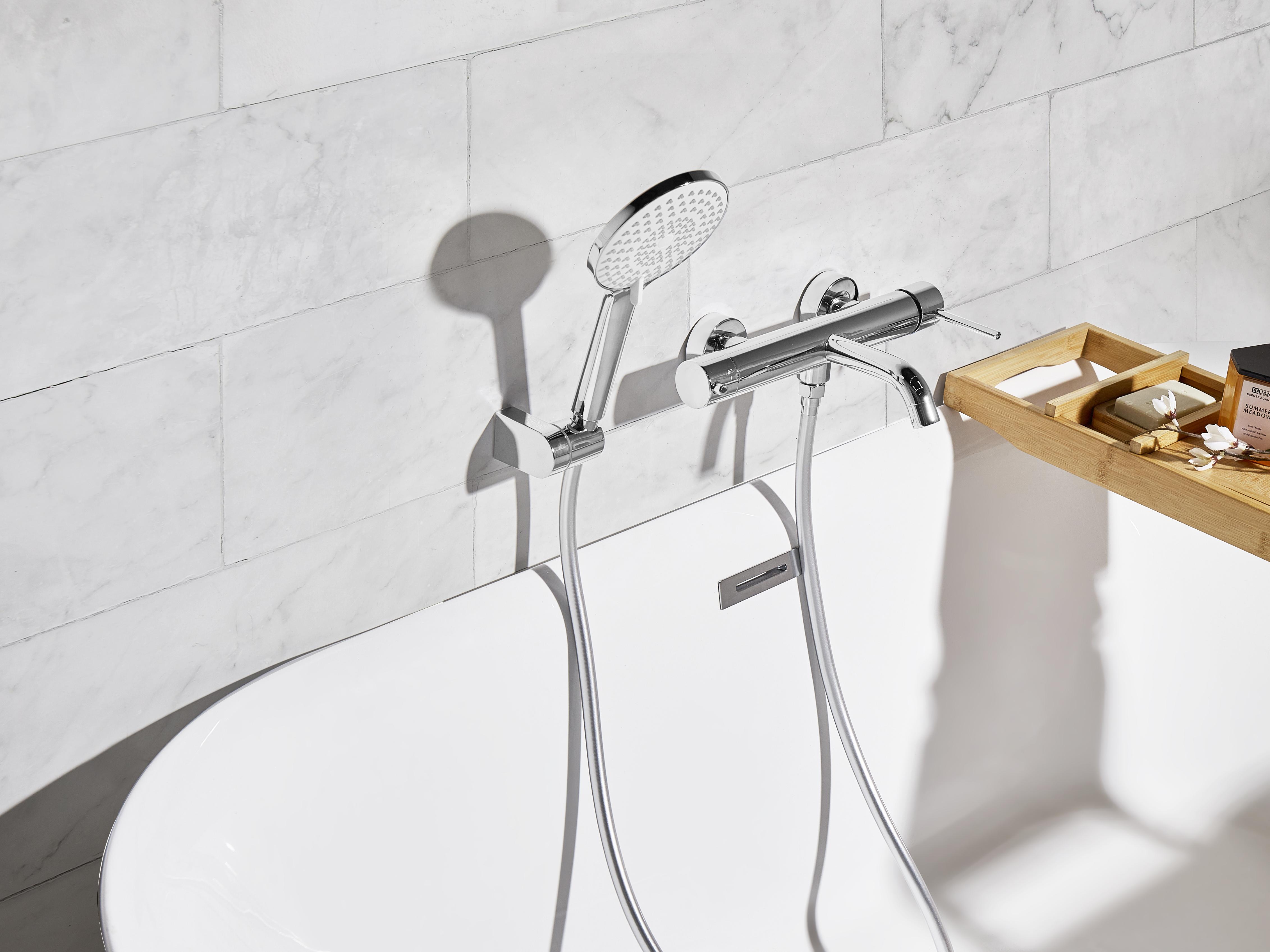 Wall Mounted Bath Shower Mixer Tap MELIQUINA Silver