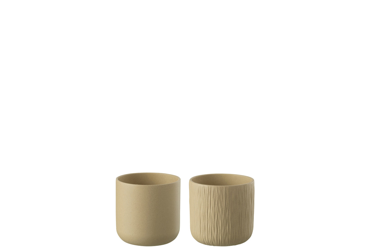J-Line bloempot Gen - keramiek - beige - XXS - 4 stuks - Ø 7 cm
