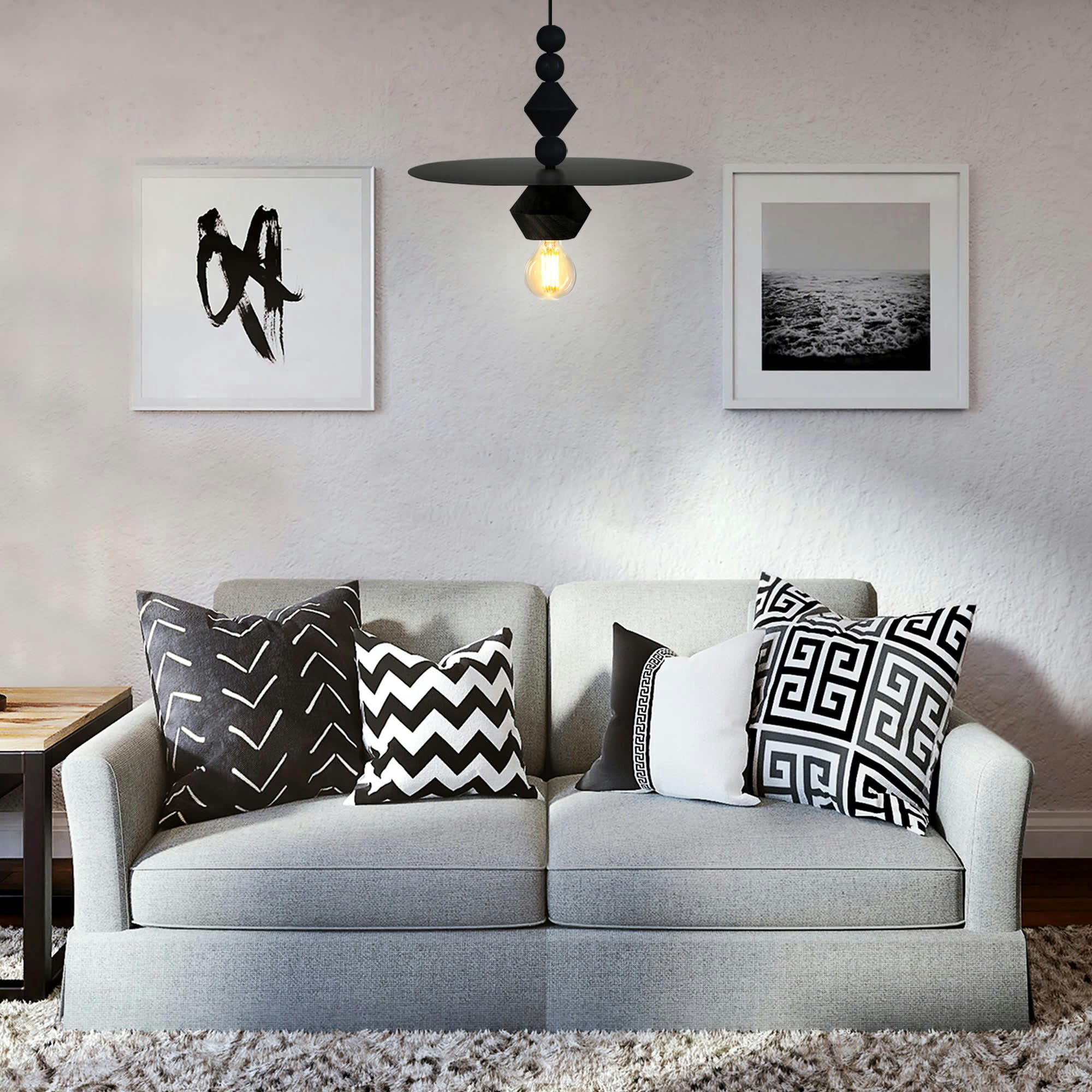 BOULIER DISQUE - Suspension bois noir