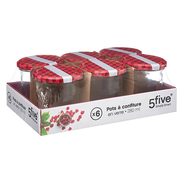 Lot de 6 Pots de Confiture- Transparent- 5five