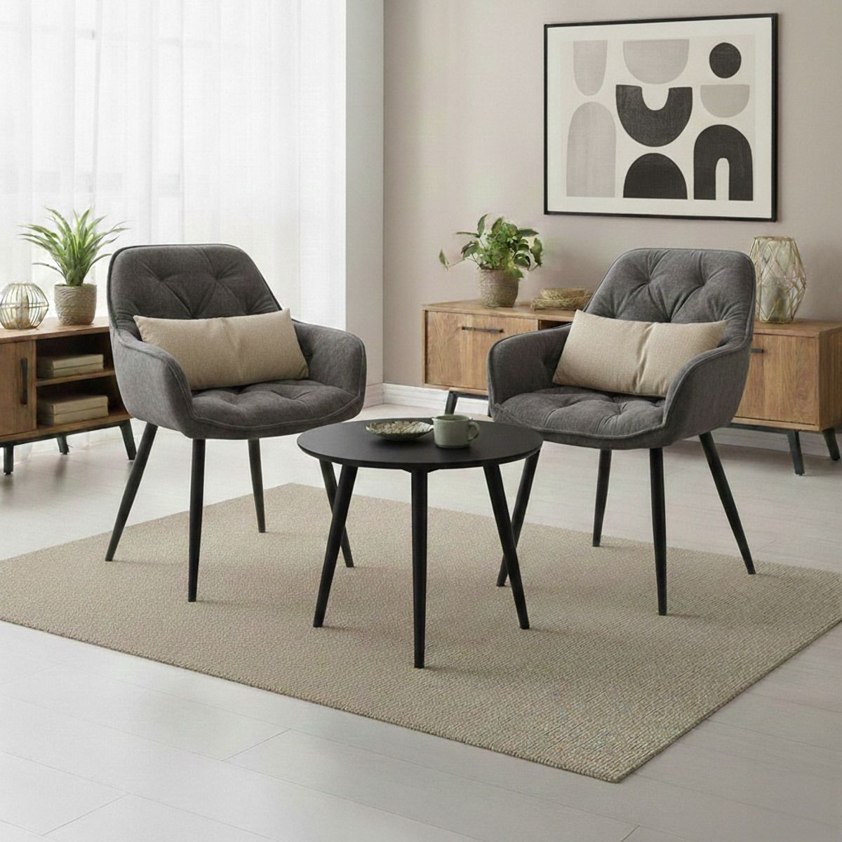 Krzesło FUSSY w tkaninie szare 57x63x84 cm