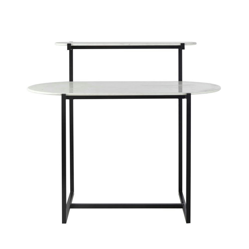 Ryker Business - Bureau professionnel en marbre blanc et métal noir