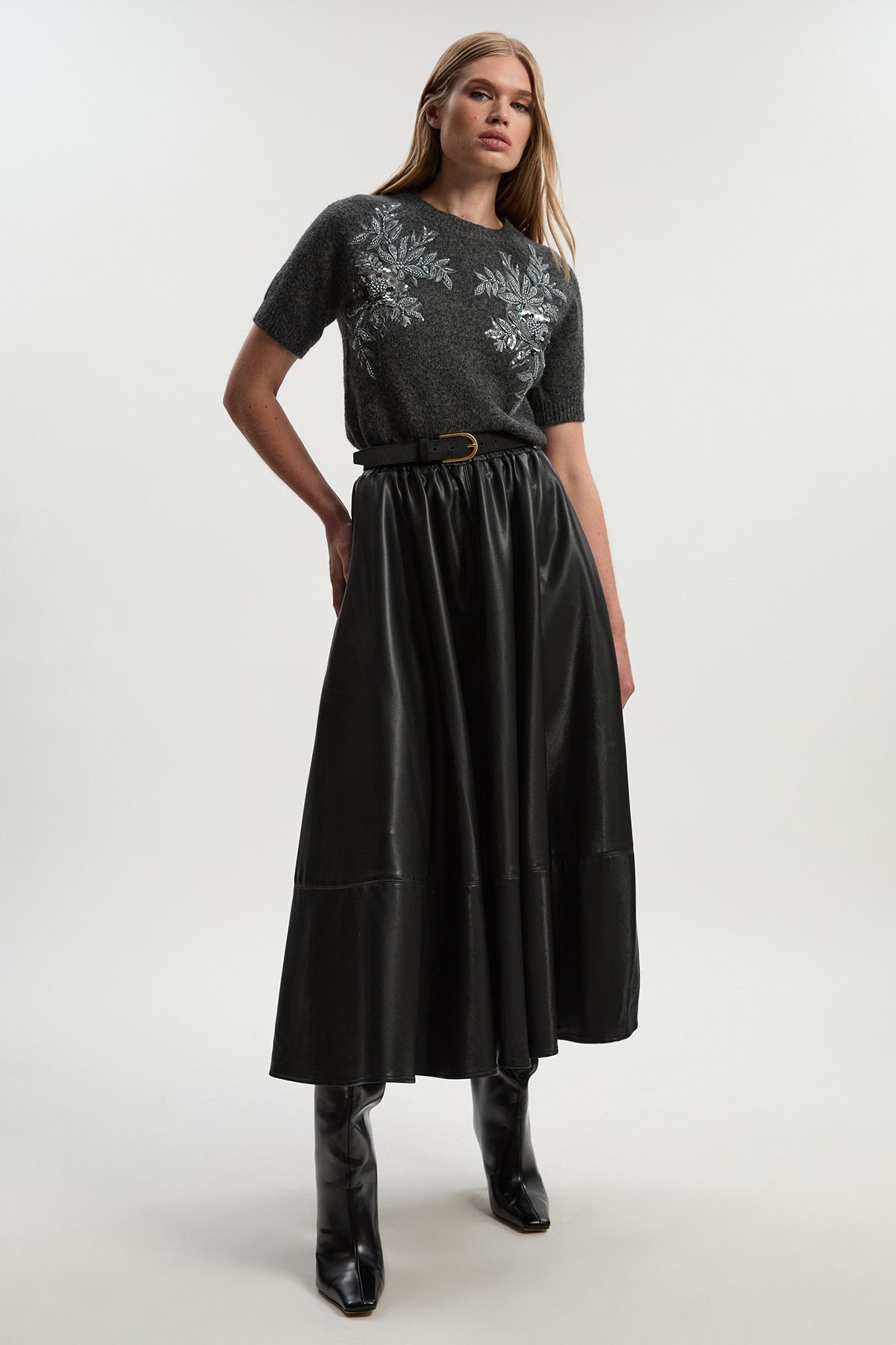 KarenMillen Archive Floral Embellished Cosy Wool Blend Top