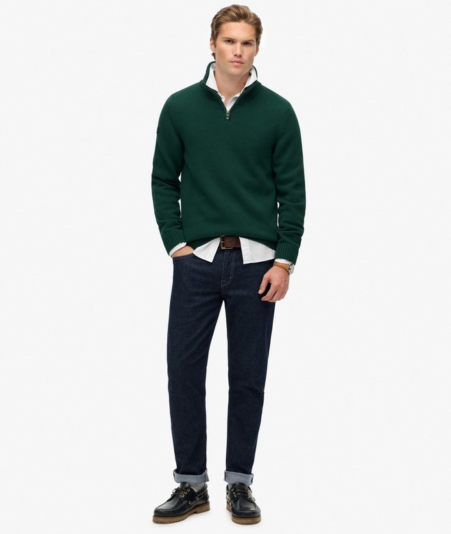 Cotton Half Zip Knit Jumper