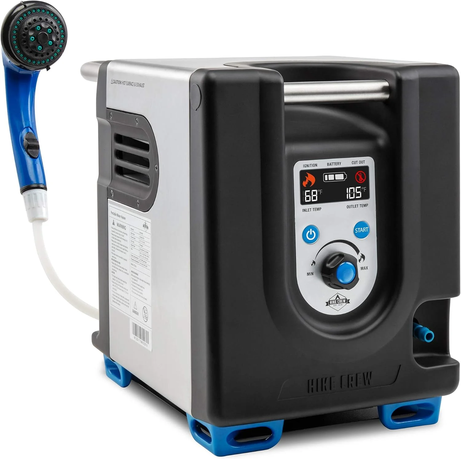 Portable Propane Water Heater  Shower Pump with Built-in Battery, LCD Display, Safety Shut-Off  Carry Case, Instant Hot Water for Camping  Hiking