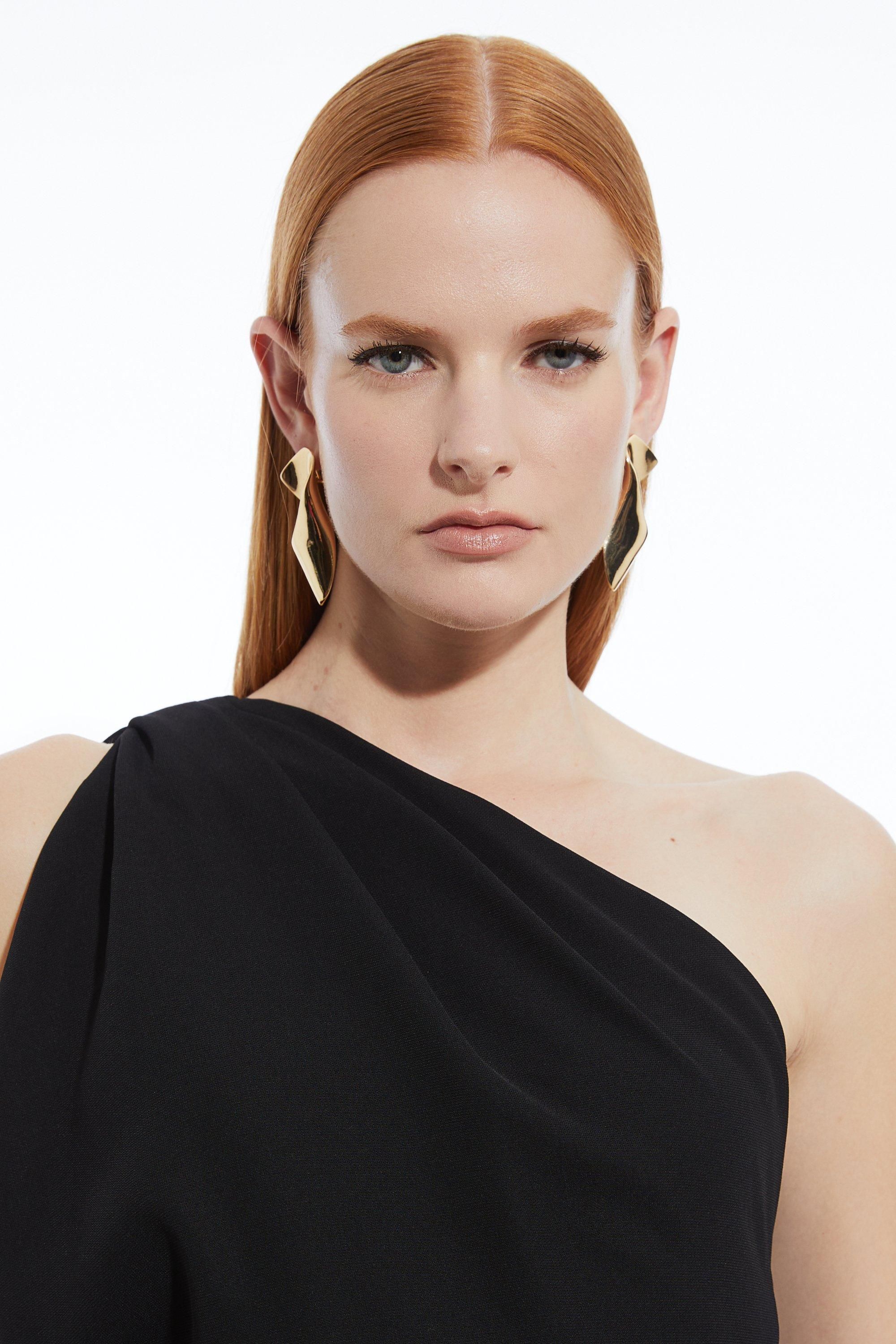 KarenMillen Petite Tailored Asymmetric Cold Shoulder Maxi Dress