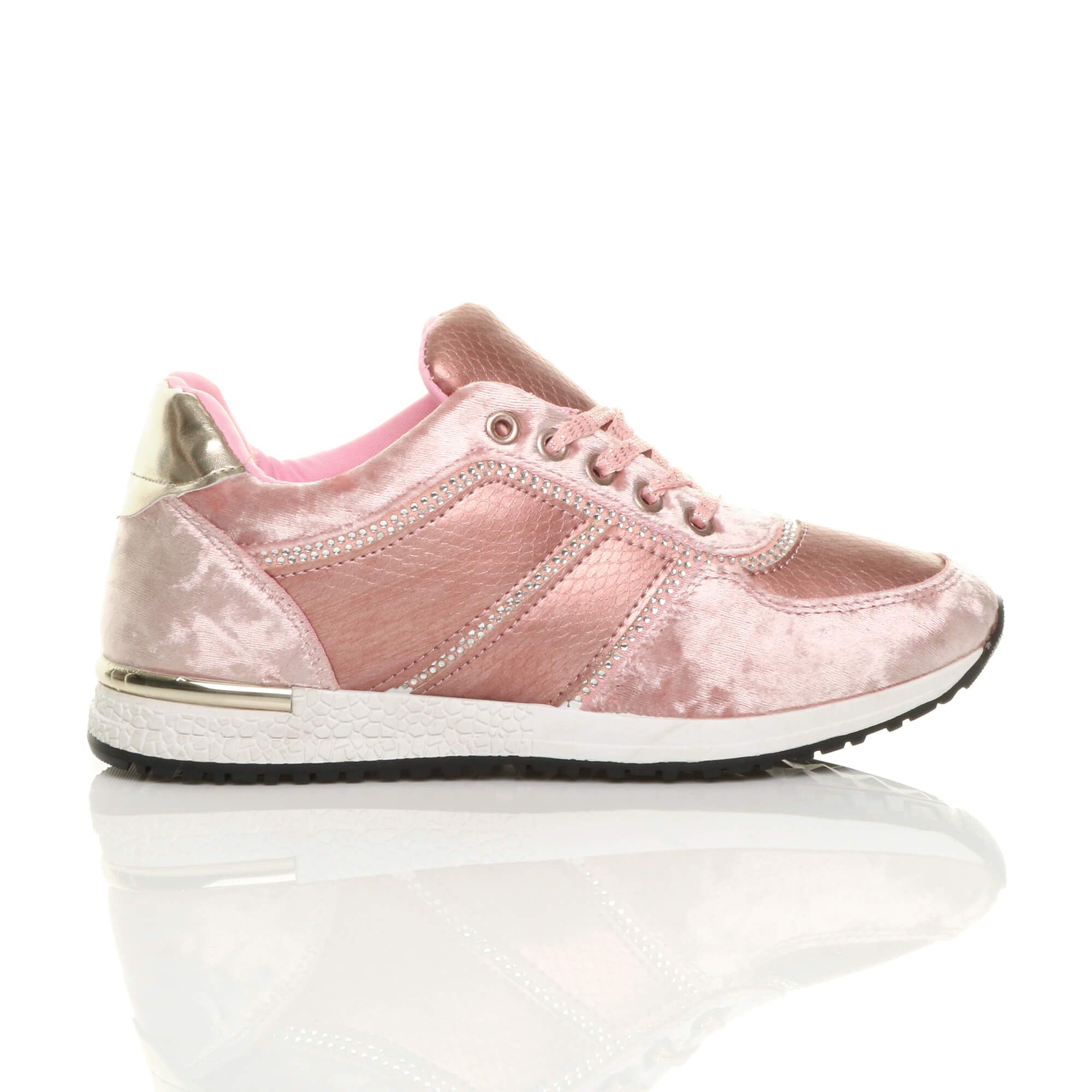 AJVANI Low Heel Lace Up Diamante Trainers
