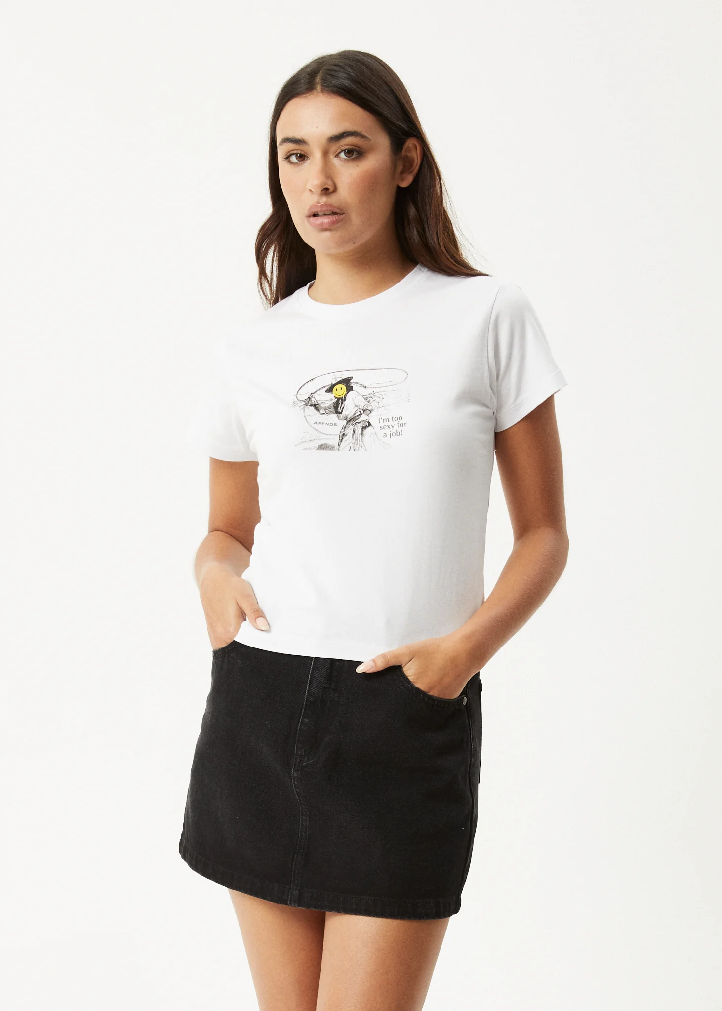AFENDS Womens Day Job -  Baby Tee - White