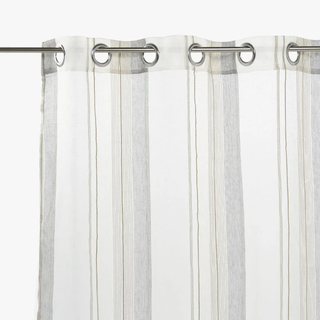 Cortinado Transparente Riscas Cinza e Natural SANDSTONE