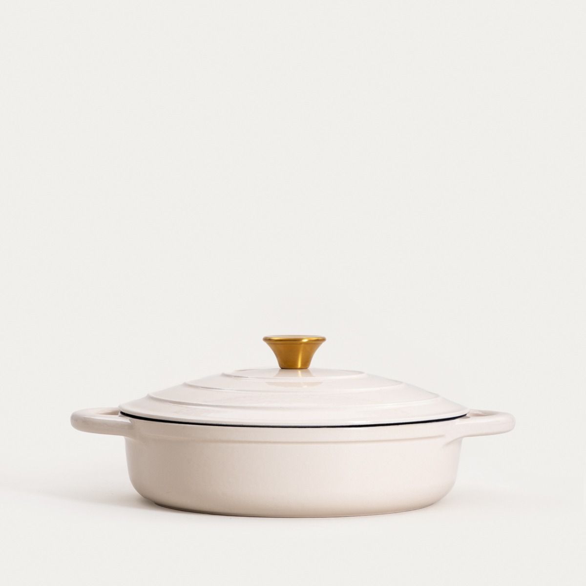 Garnek żeliwny ANDREAS beżowy płaski, 28 cm 2,5 l