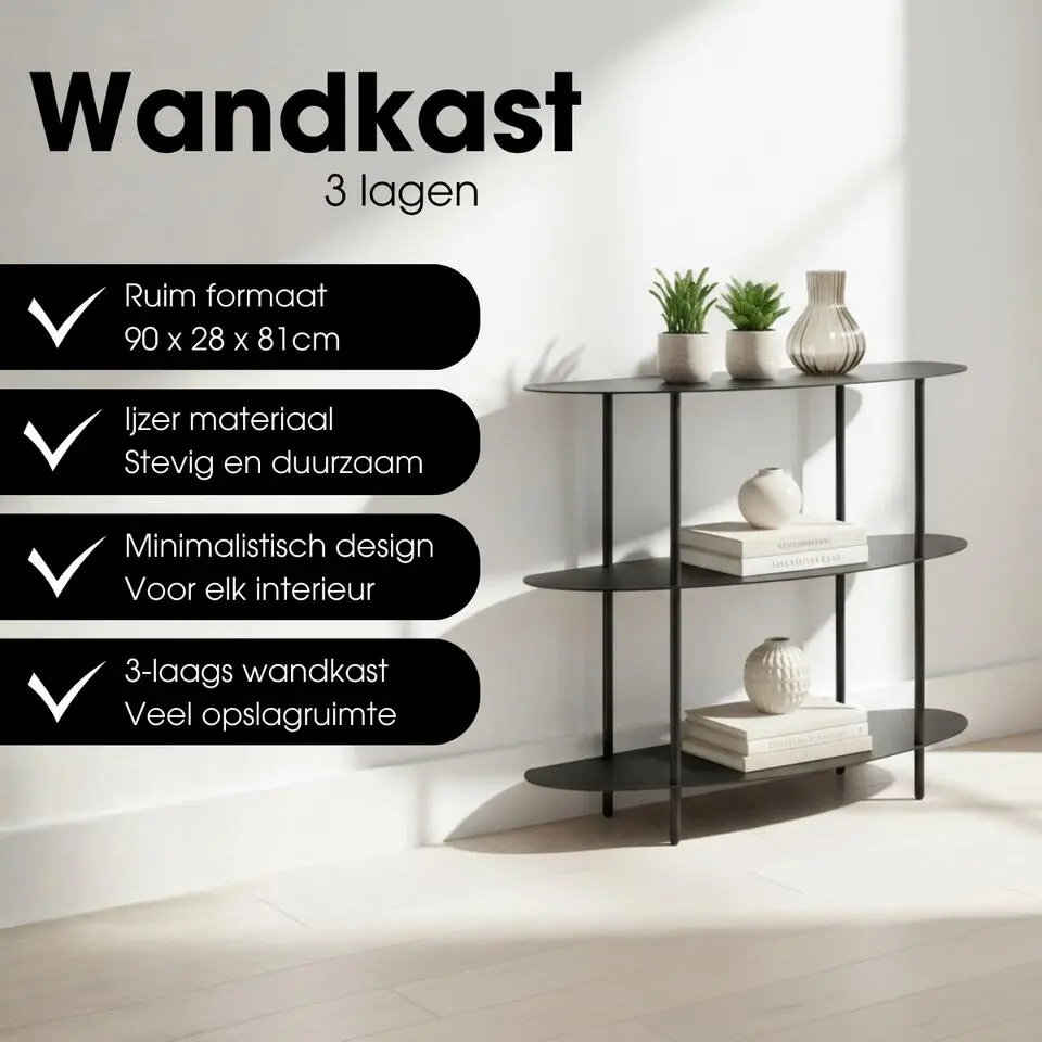 Mica Decorations Wandrek �?90 x 28 x 81 cm �?Zwart