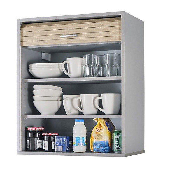 Meuble haut cuisine SIMMOB 60x72x35 cm chêne naturel rideau